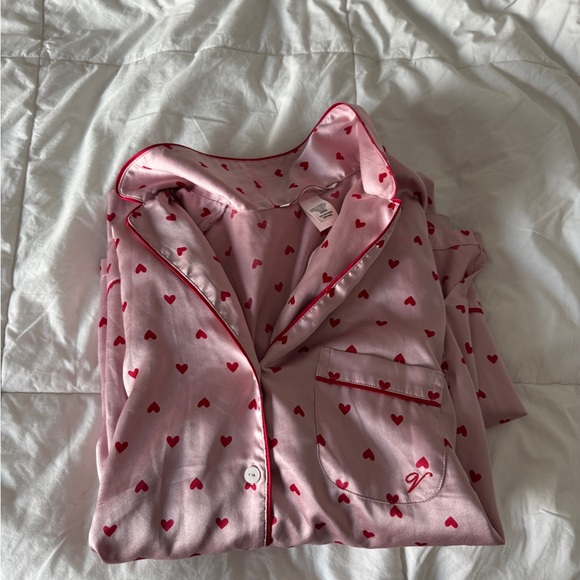 Vintage Victoria’s Secret Pink Heart Pajama Set XS | Silky Satin Long Sleeve PJs - Picture 16 of 16